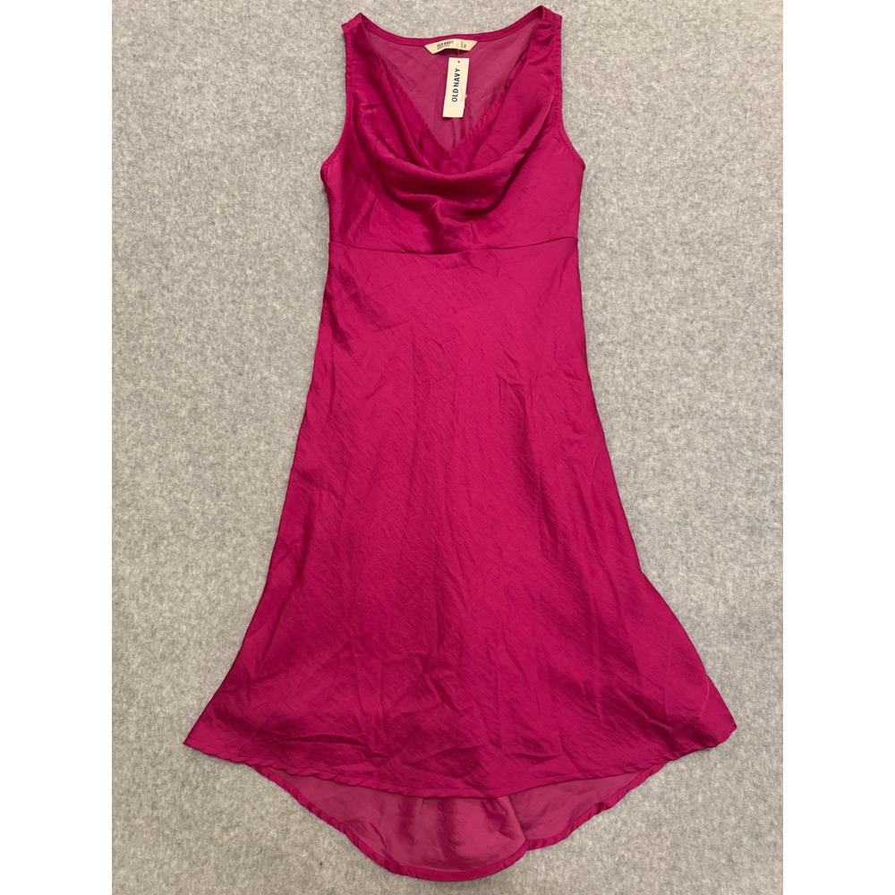 Y2K Deadstock Old Navy Womens Pink Cowl Neck Satin Midi Dress 2 NWT Homecoming